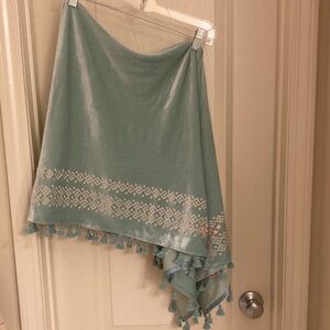 Light Teal Tassel Poncho
